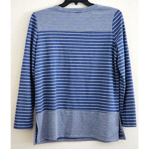 TOP/JONES NEW YORK-Blue Denim and Gray Color-Long Sleeves-Stripes-Size X Large - Picture 2 of 14